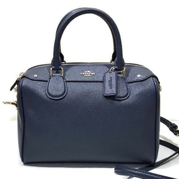 Coach Bennett Mini Navy Leather Satchel - Picture 1 of 14